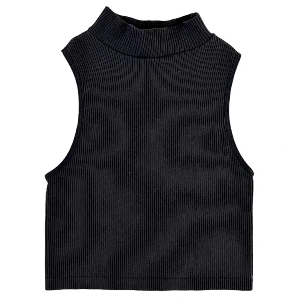 ZARA‎ Ribbed Mock Neck Crop Tank Top